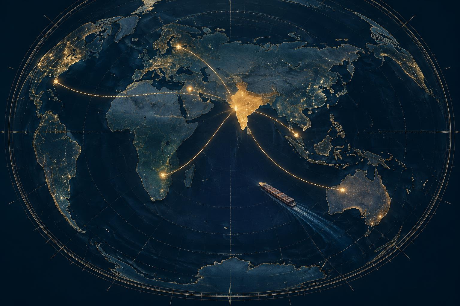 India-centred maritime trade routes across six global regions